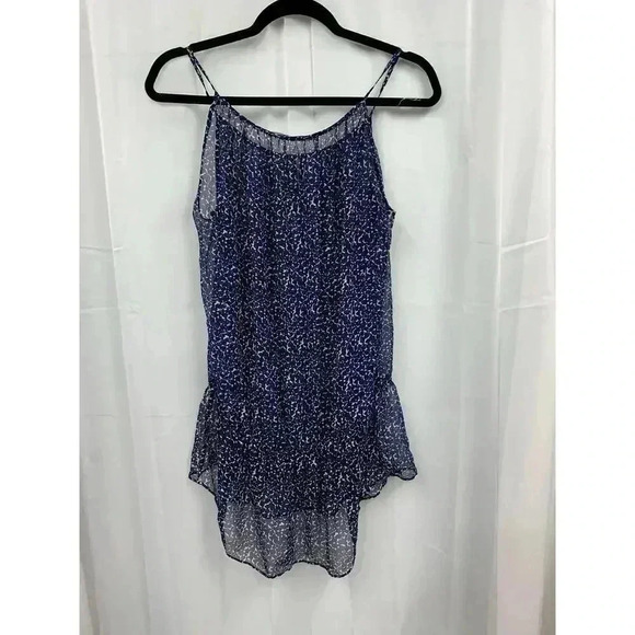 NWT Susana Monaco Blue & White Small Fit & Flare Tank Top Sheer Flowy - Picture 3 of 9
